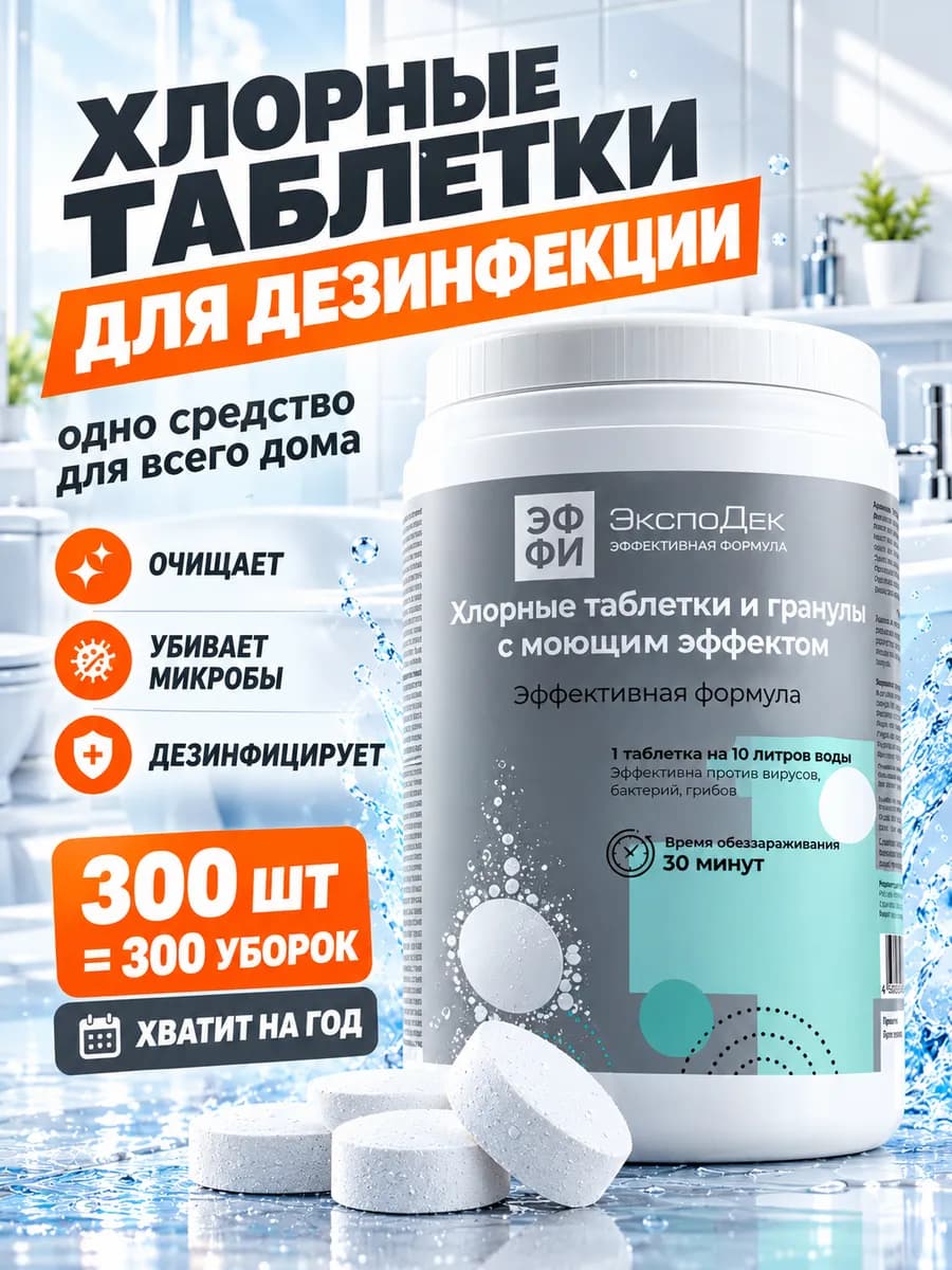 Хлорные таблетки дезинфицирующие 300 шт