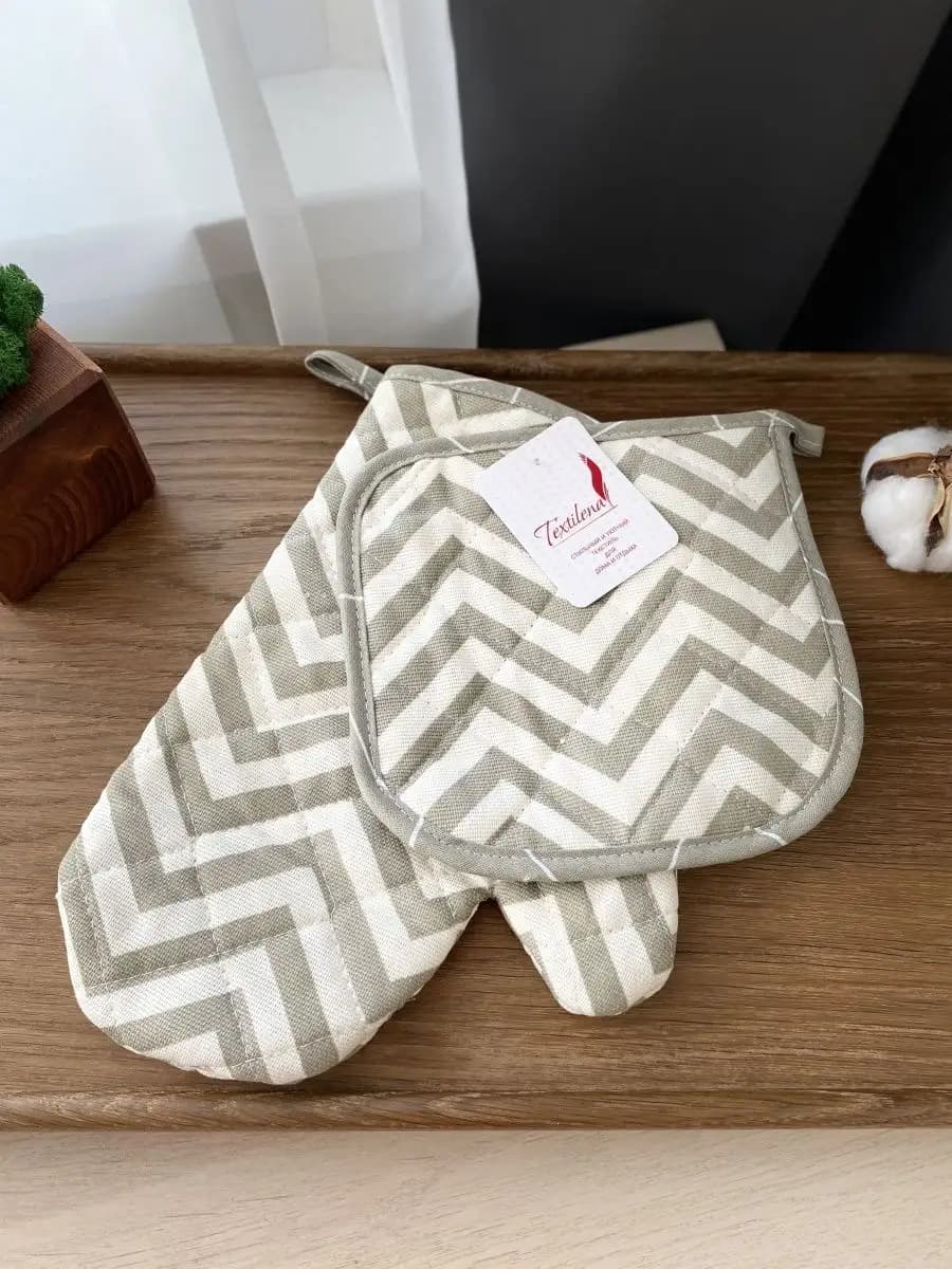 Прихватки кухонные набор с рукавицей 2 шт