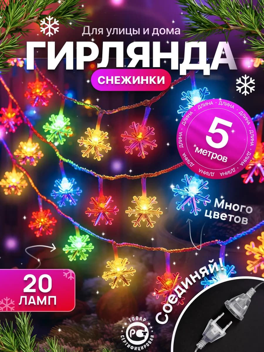 Гирлянда новогодняя украшения и декорации новый год