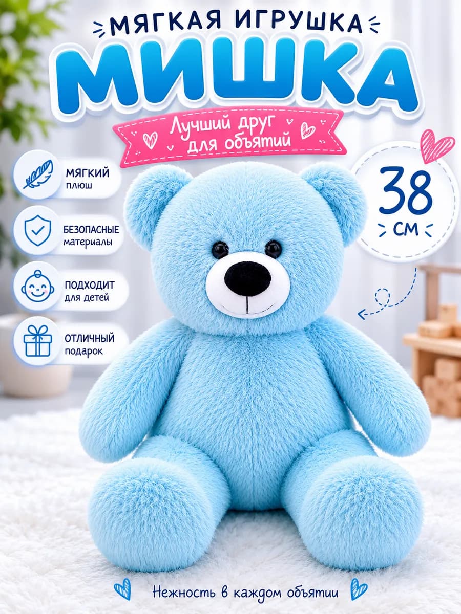 Мягкий мишка плюшевый медведь подарок девушке ребенку
