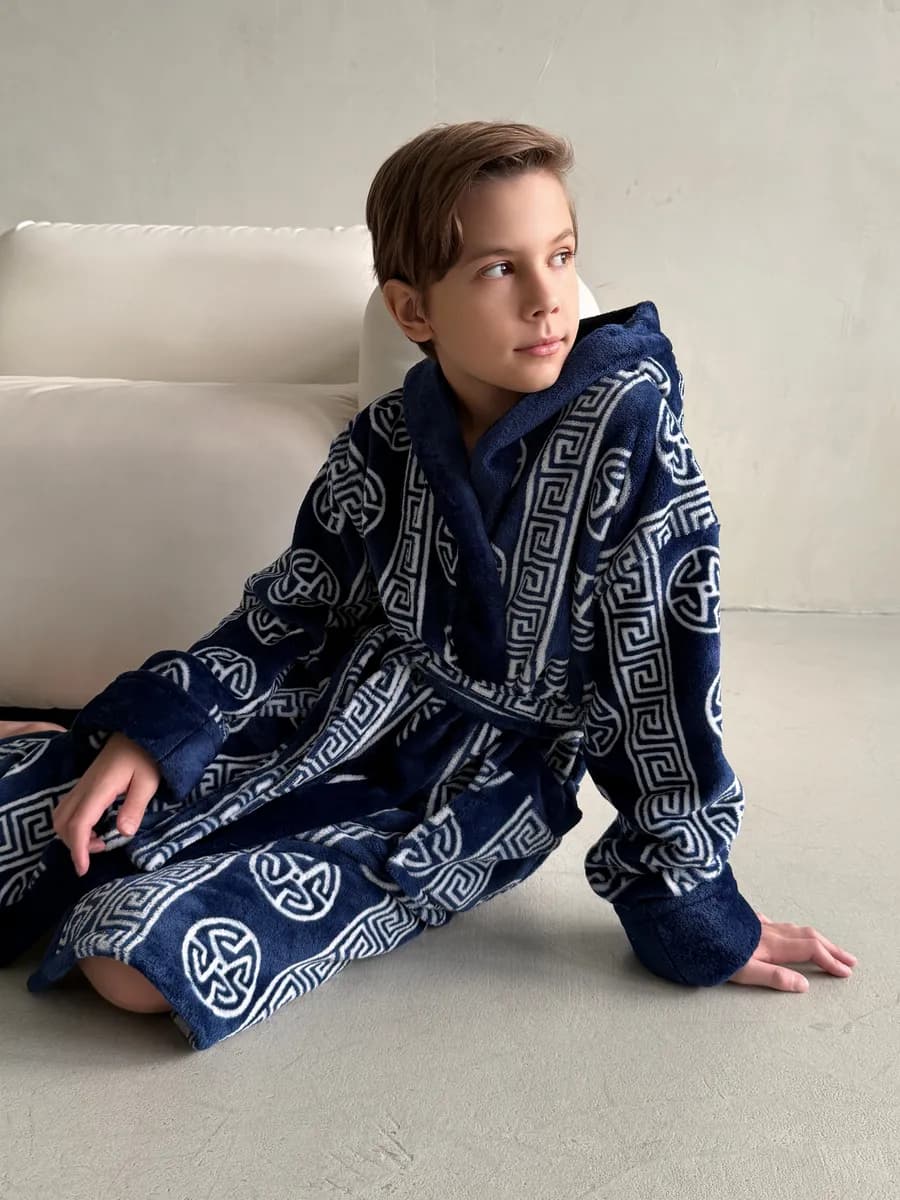 Подростковый халат теплый с капюшоном