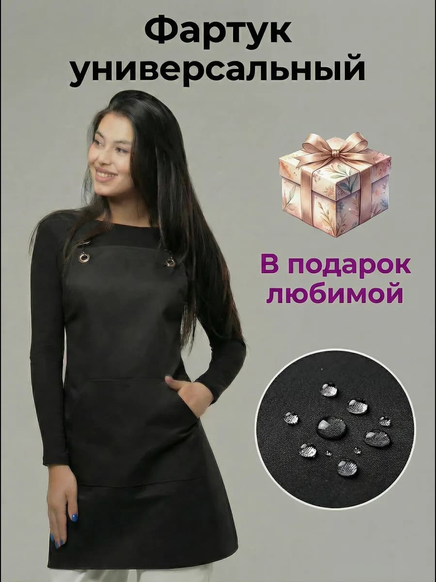 Фартук кухонный влагостойкий с карманами регулируемый