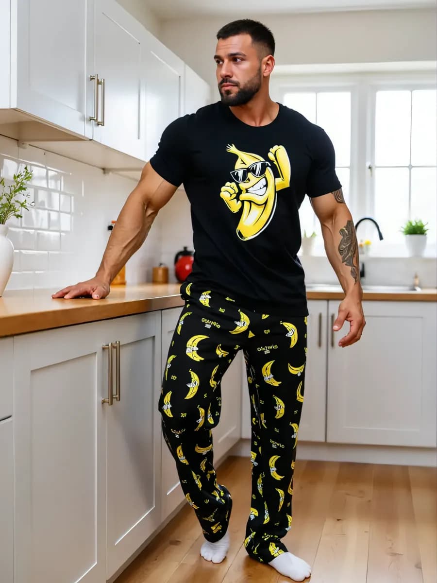 Пижама со штанами и футболкой домашний костюм