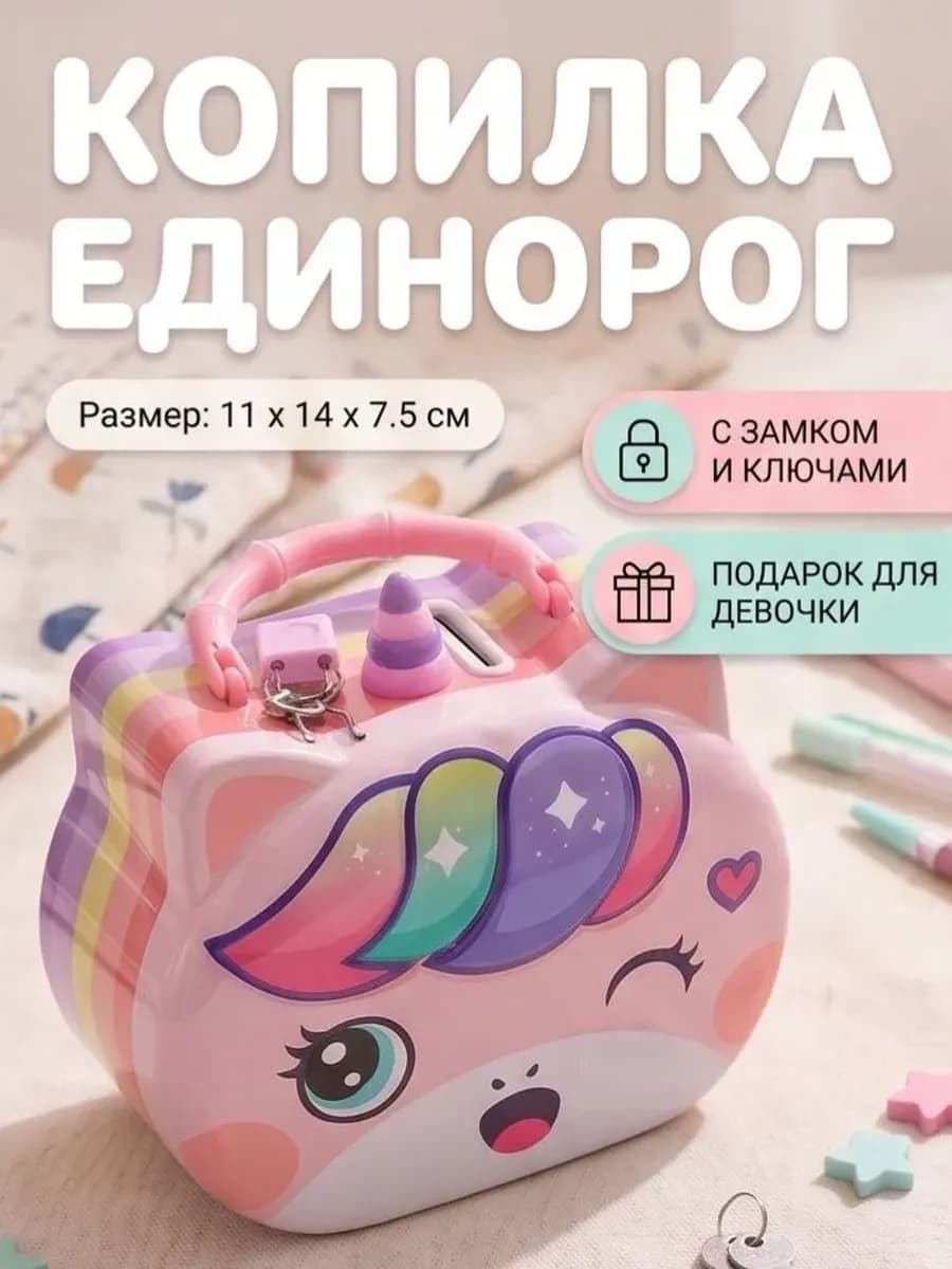 Копилка для денег детская подарок для девочки Единорог
