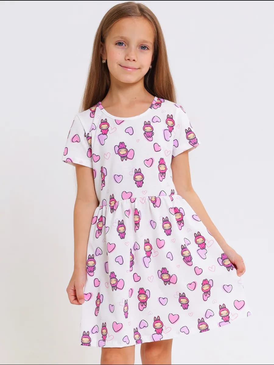 Трикотажное платье для девочки в садик или для дома