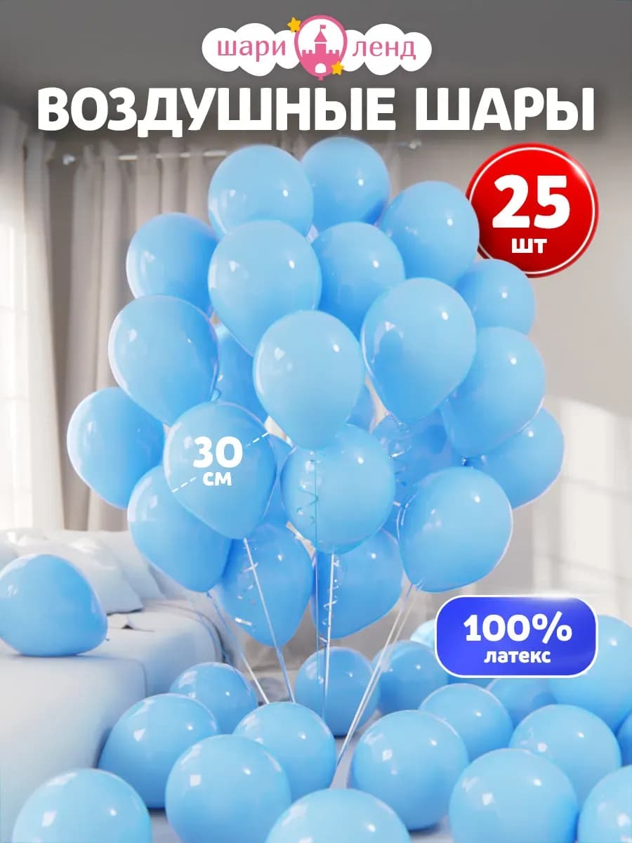 Воздушные шары набор для праздника 25 шт Голубые