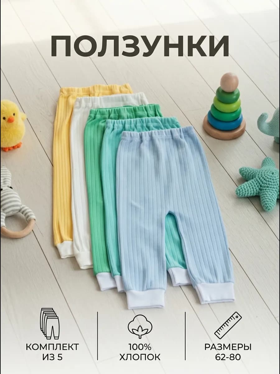 Ползунки штанишки без ножек комплект для новорождённых 5 шт