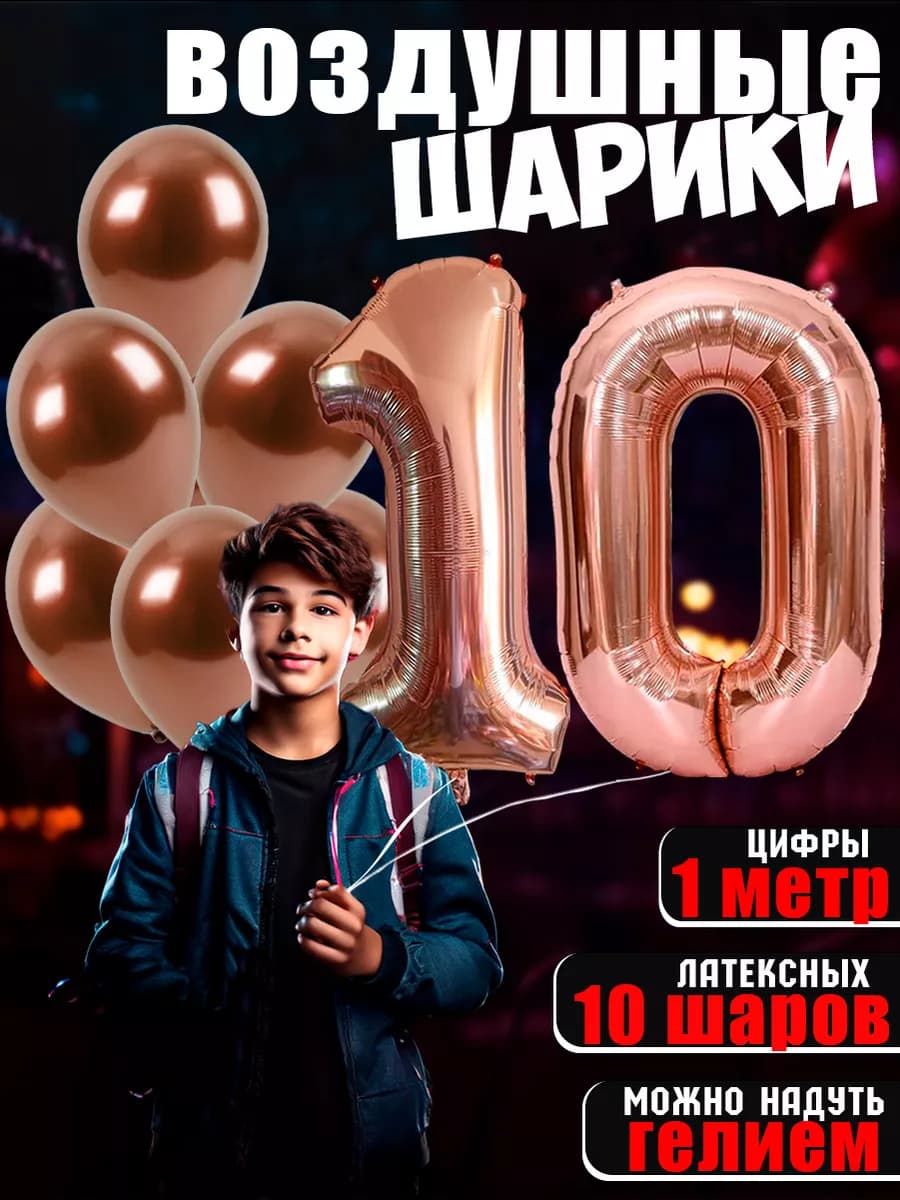 Воздушные шарики цифры день рождения 10 лет мальчику девочке