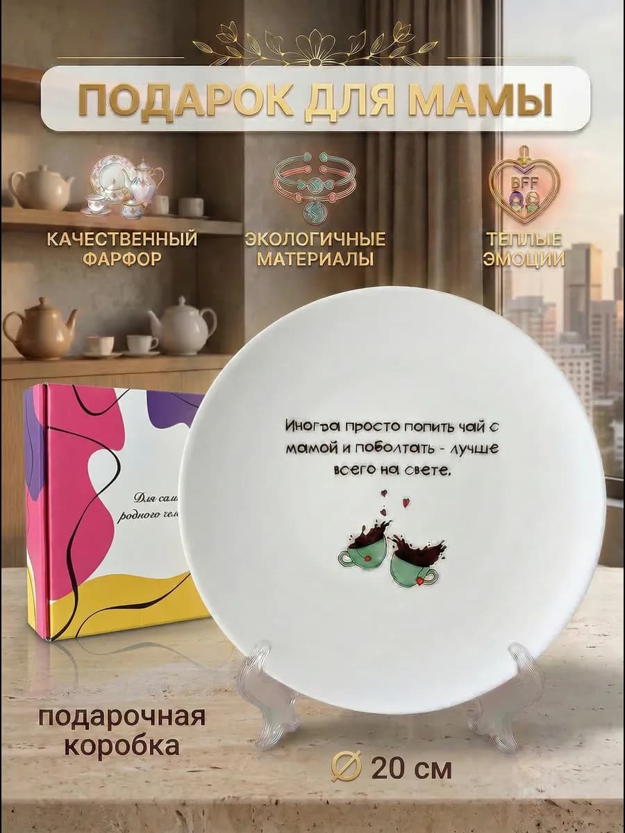 Тарелка плоская в подарок маме