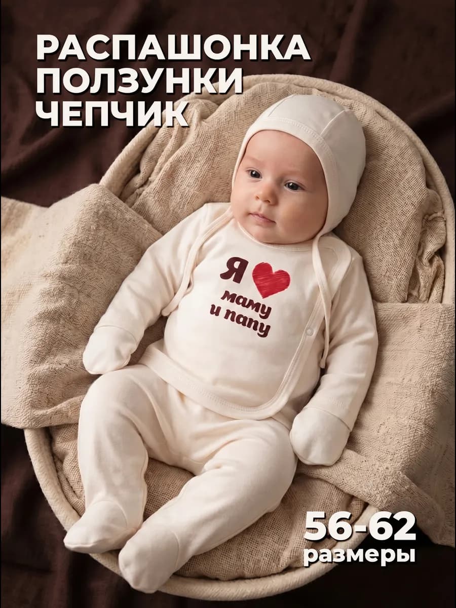 Комплект нательный для новорожденного 3 предмета