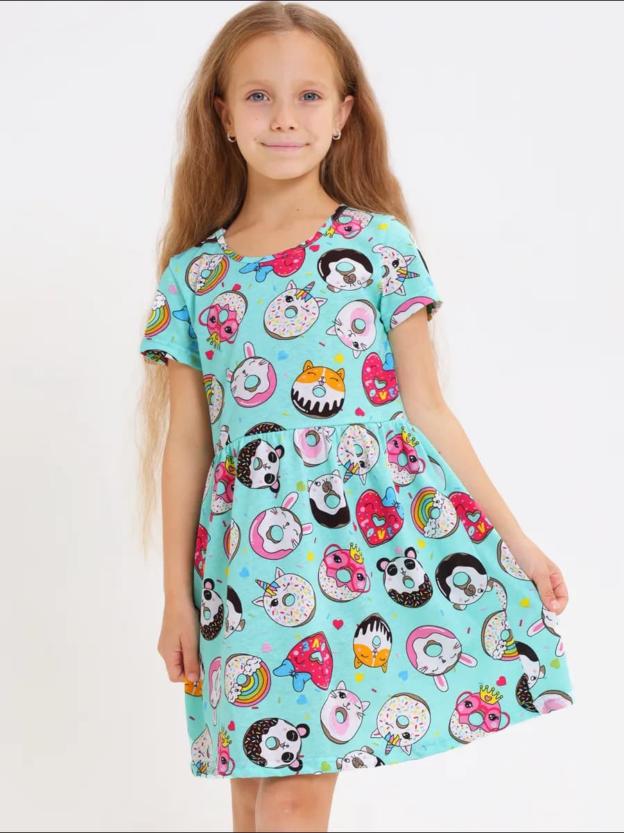 Трикотажное платье в садик