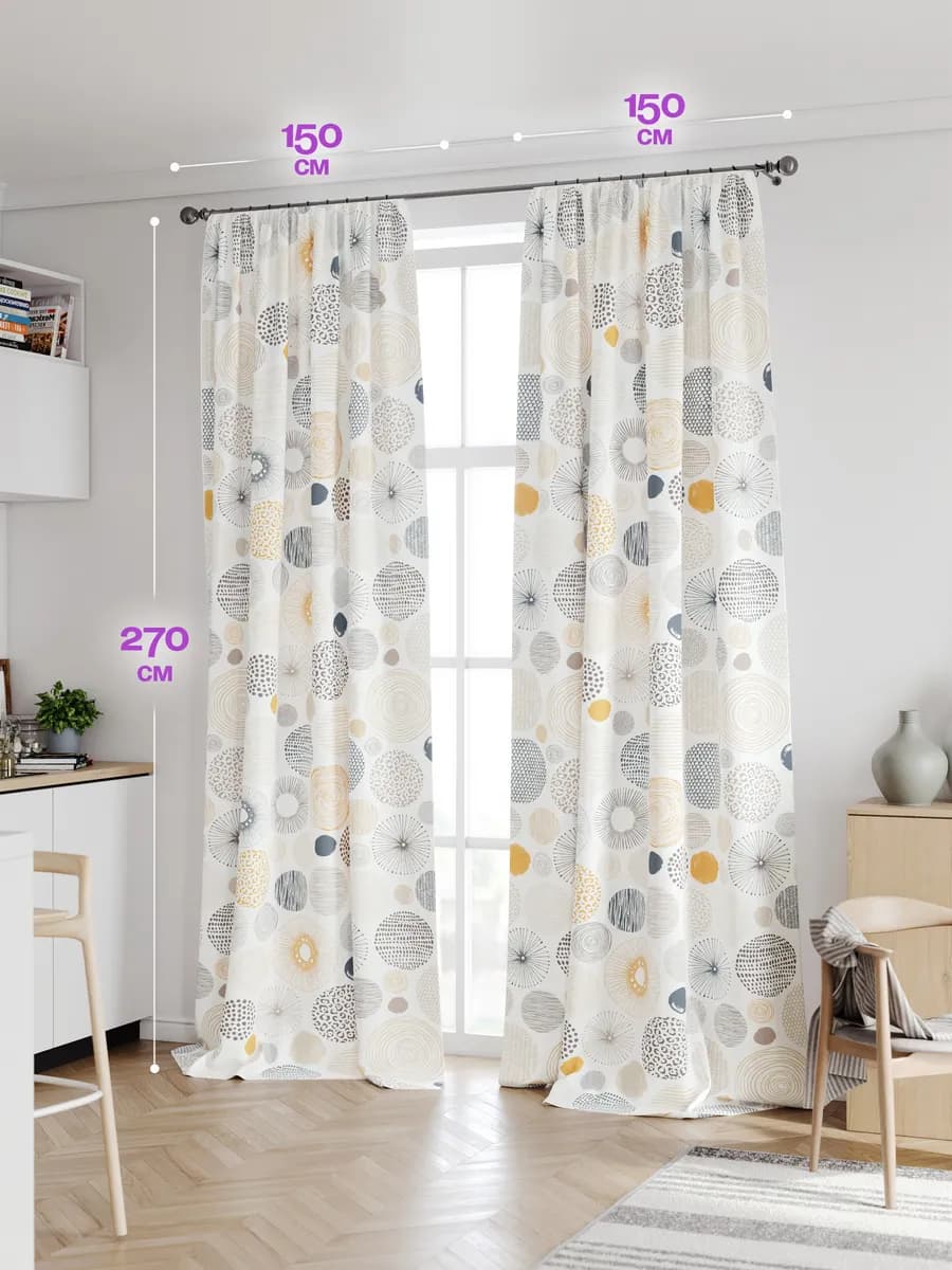 Шторы для кухни дачи и комнаты длинные 270 см комплект 2шт