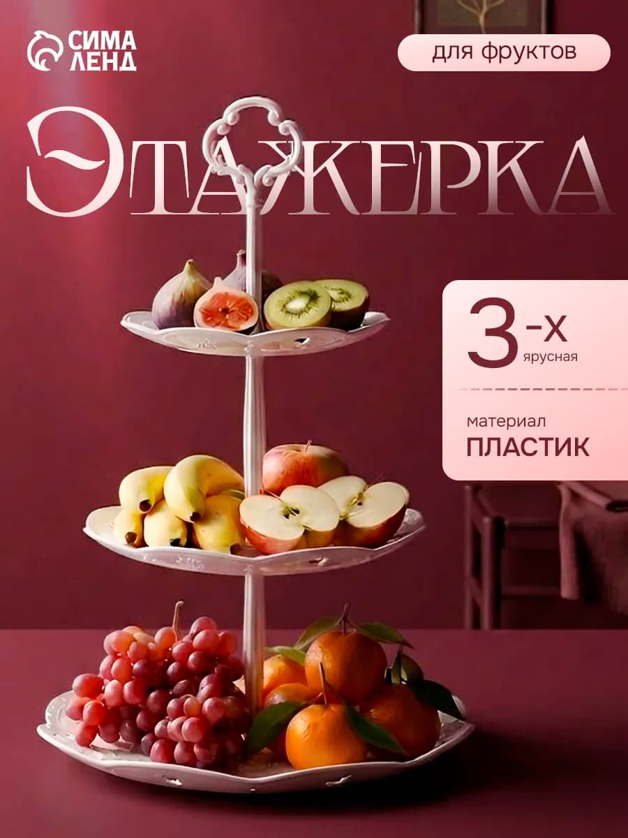 Этажерка для фруктов 3 яруса, 21.5 18 15 см