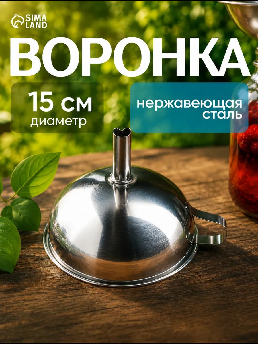 Воронка для бутылок и банок кухонная с ручкой d-15 см