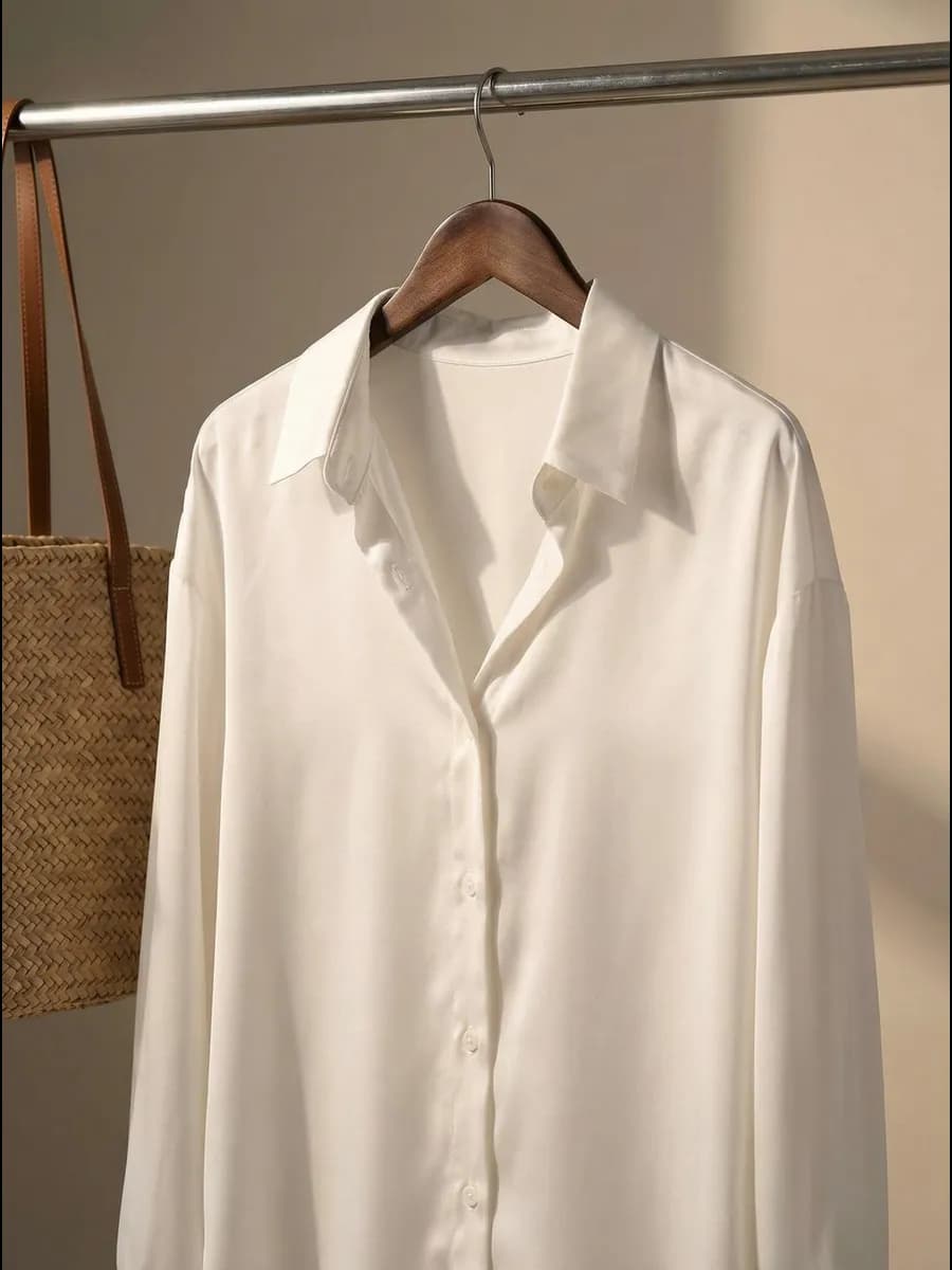 Рубашка оверсайз шелковая нарядная в офис