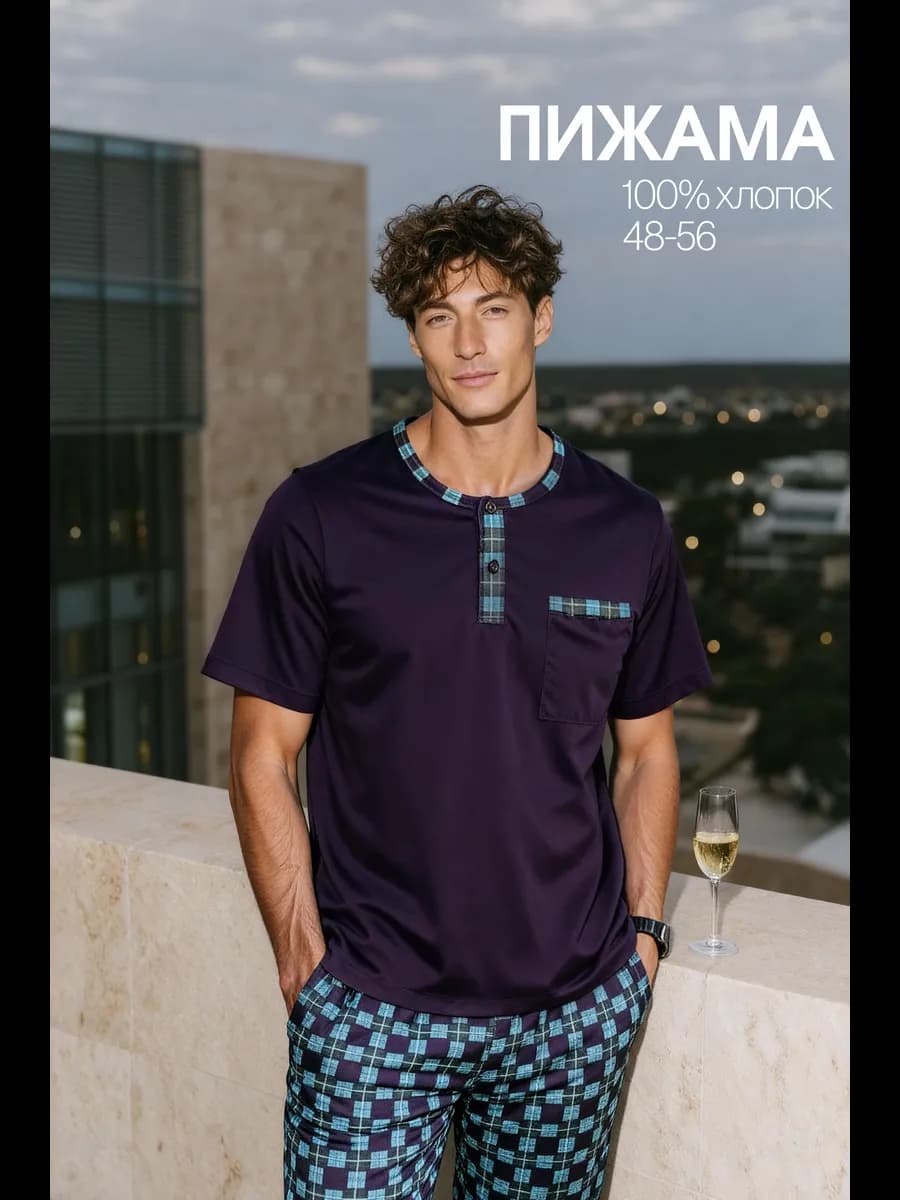 Пижама со штанами домашний костюм - фото 1