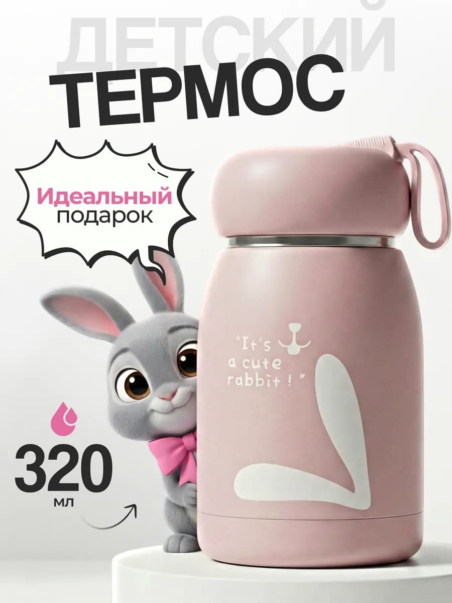 Термос детский для чая и напитков в школу на прогулку 320 мл