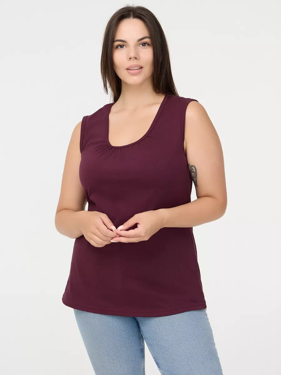 Топ трикотажный, большие размеры, хлопок 100%