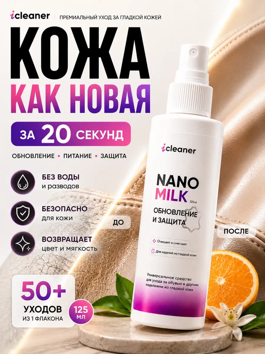 Уход и защита изделий из кожи, для обуви и одежды Nano milk