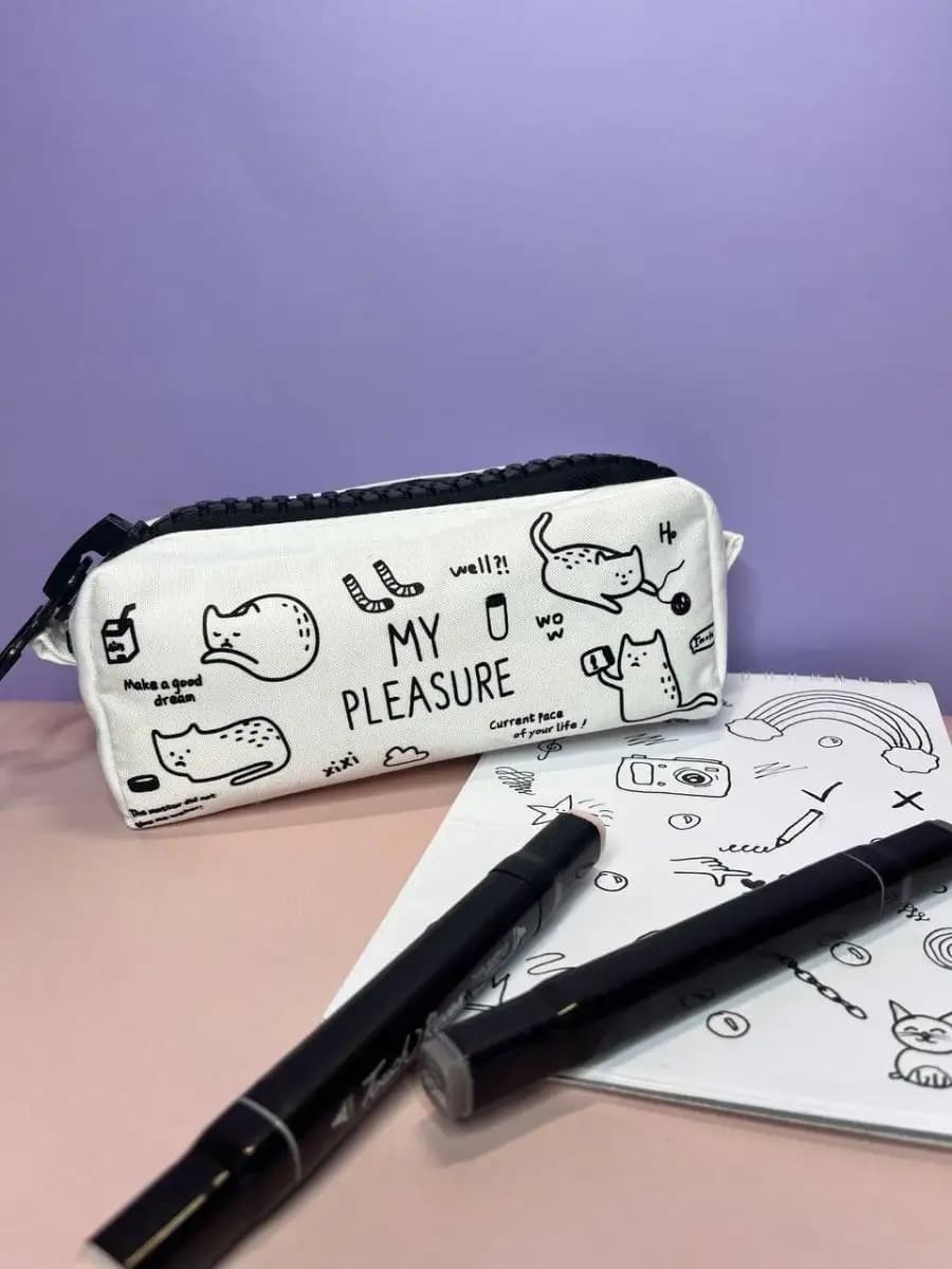 Пенал школьный с большой молнией для детей и подростков