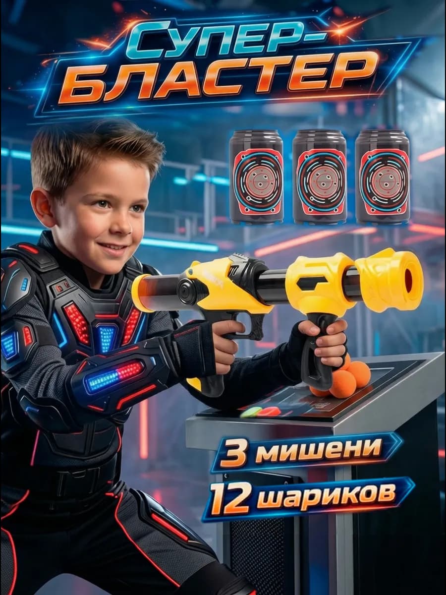 Игрушечное оружие пистолет детский с мягкими пулями мишенями