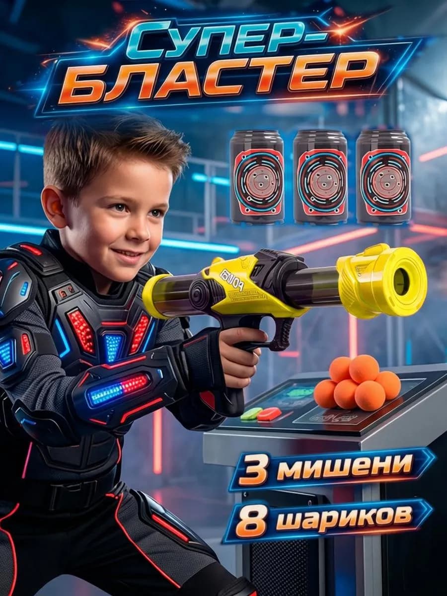 Игрушечное оружие пистолет детский с мягкими пулями мишенями