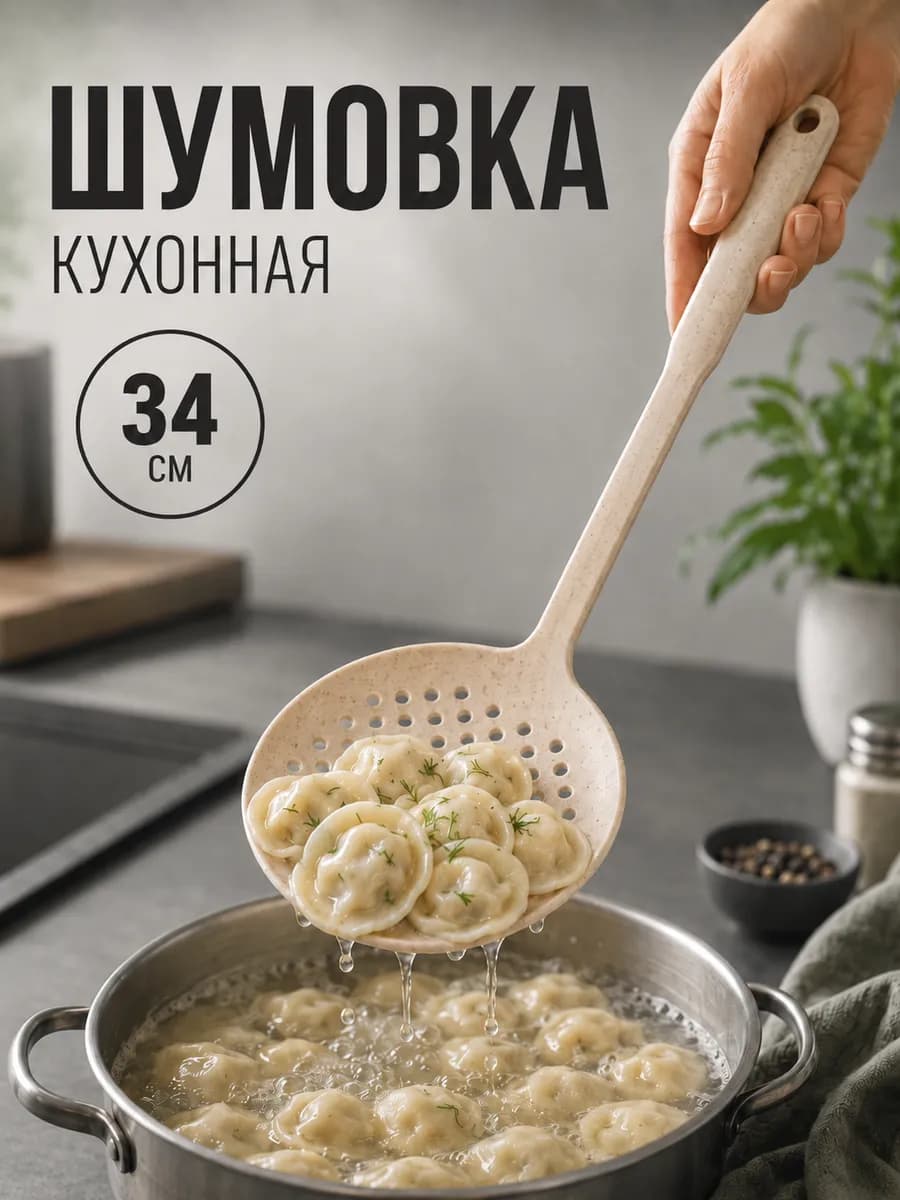Шумовка кухонная «Беж» 32 см