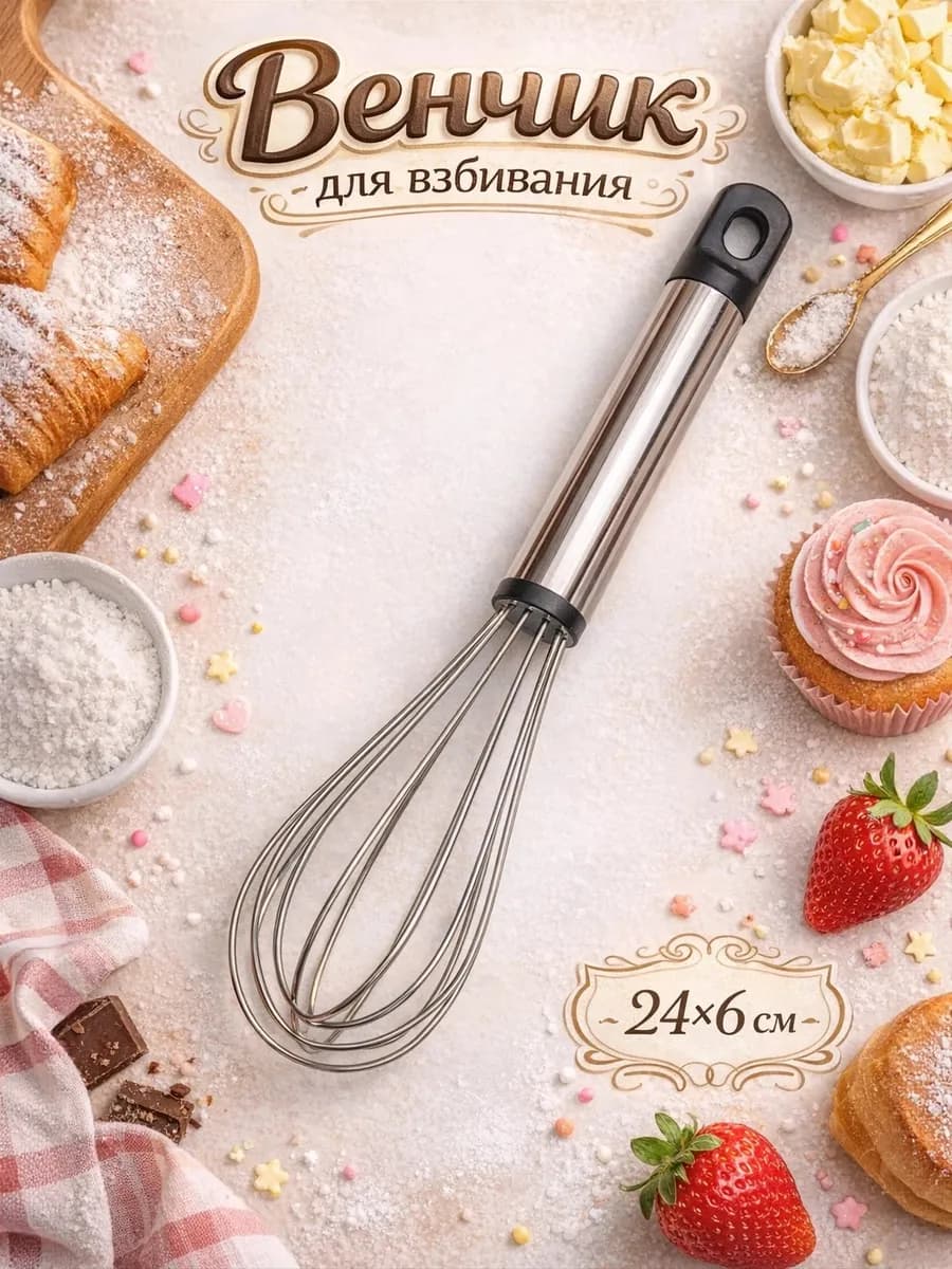 Венчик для взбивания кухонный ручной 21 см