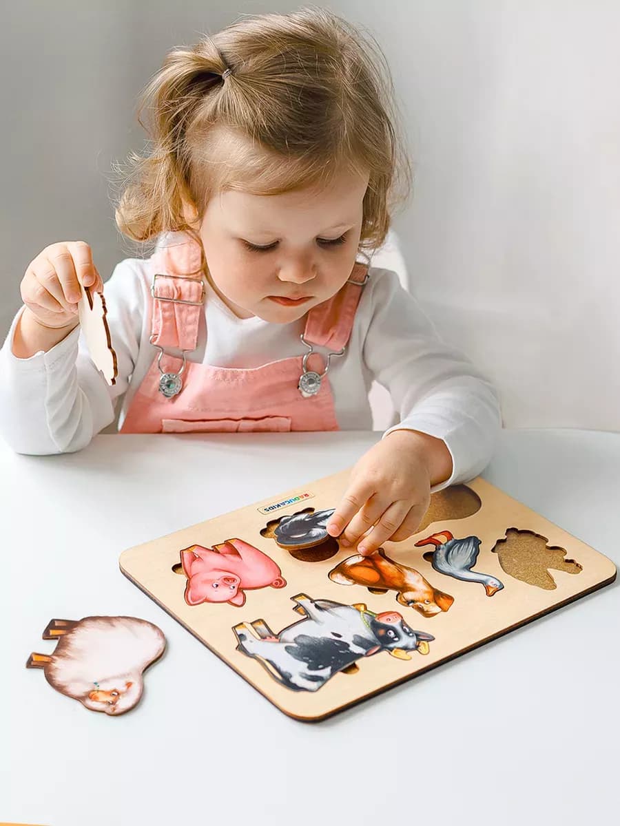 Деревянные пазлы для детей Животные