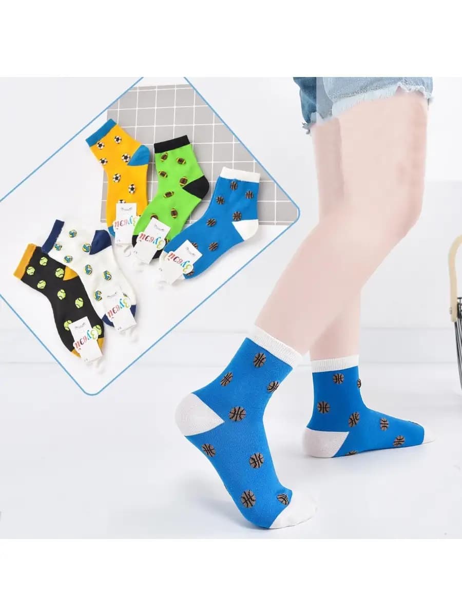 Носки детские высокие с принтами 5 пар