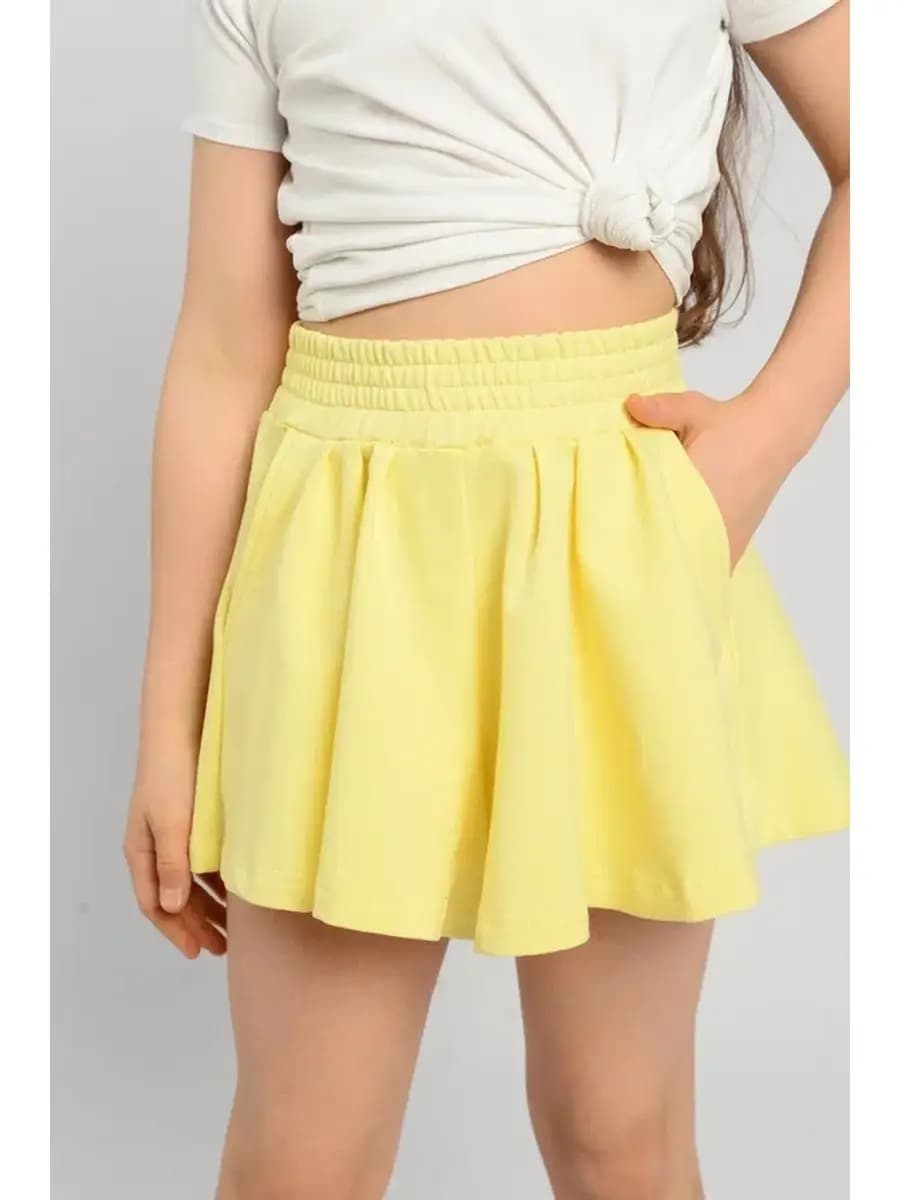 Шорты юбка клеш спортивные школа с высокой посадкой