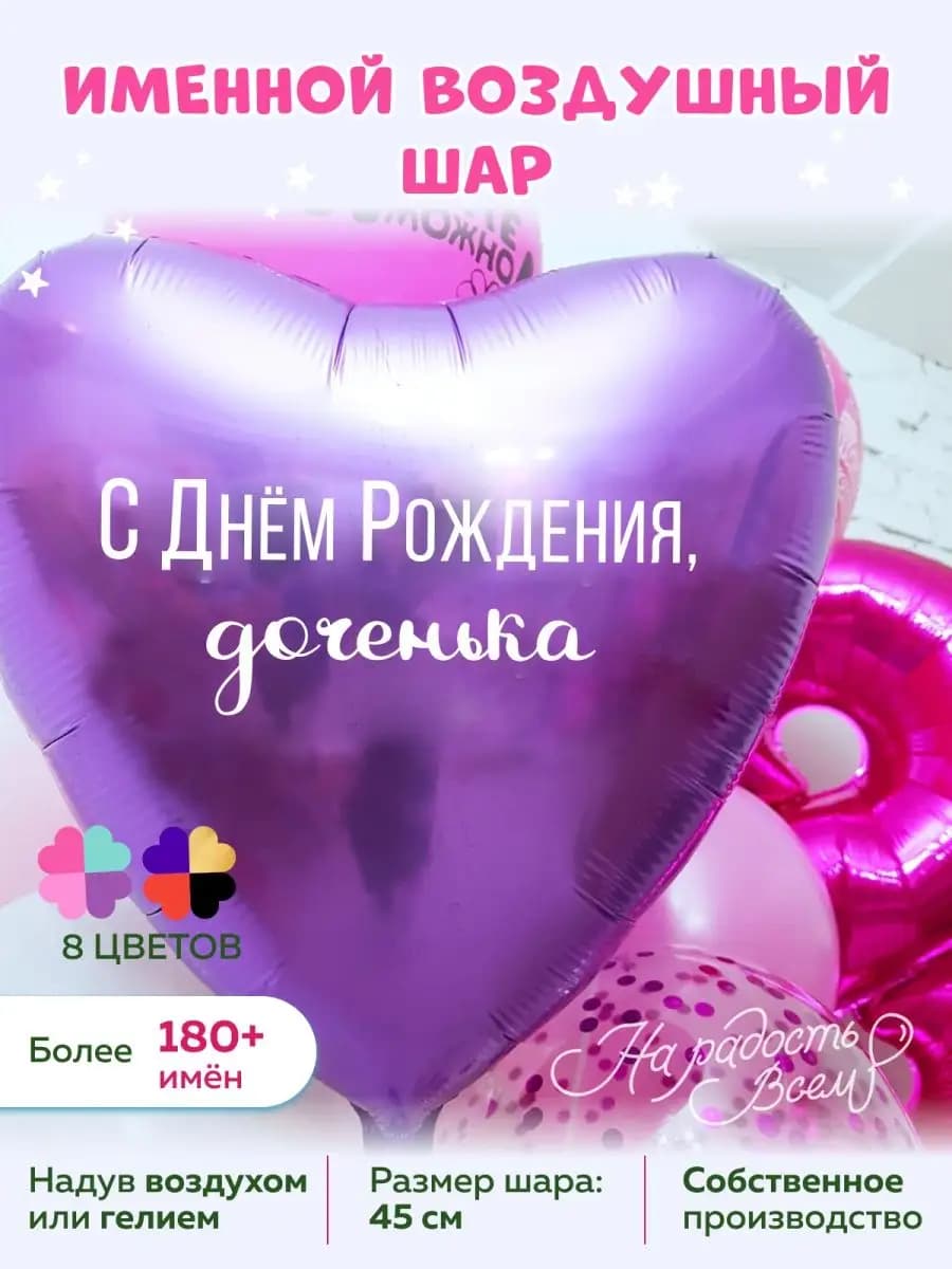 Воздушный шарик с днем рождения доченька