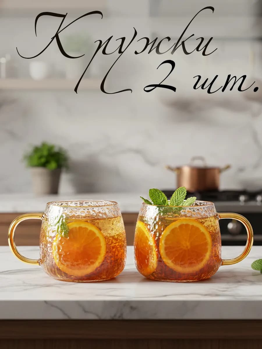 Кружки стеклянные набор для чая кофе