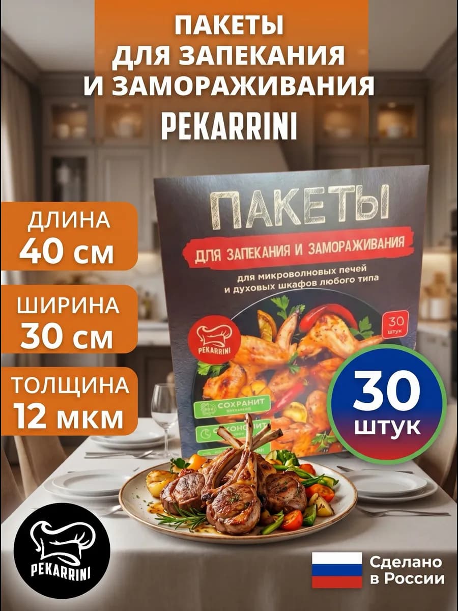 Пакеты рукав для запекания в духовке и заморозки