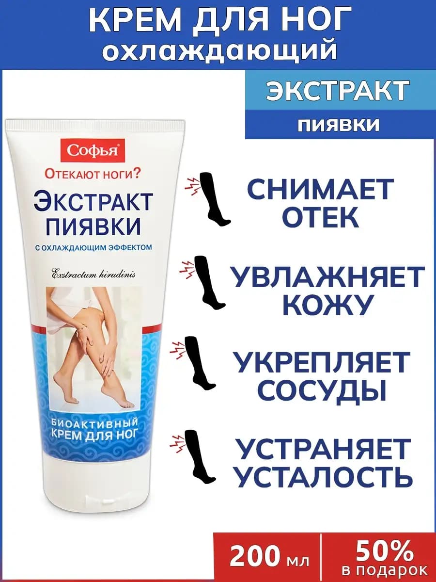 Софья (экстракт пиявки) крем гель бальзам для ног с охлажд.э…