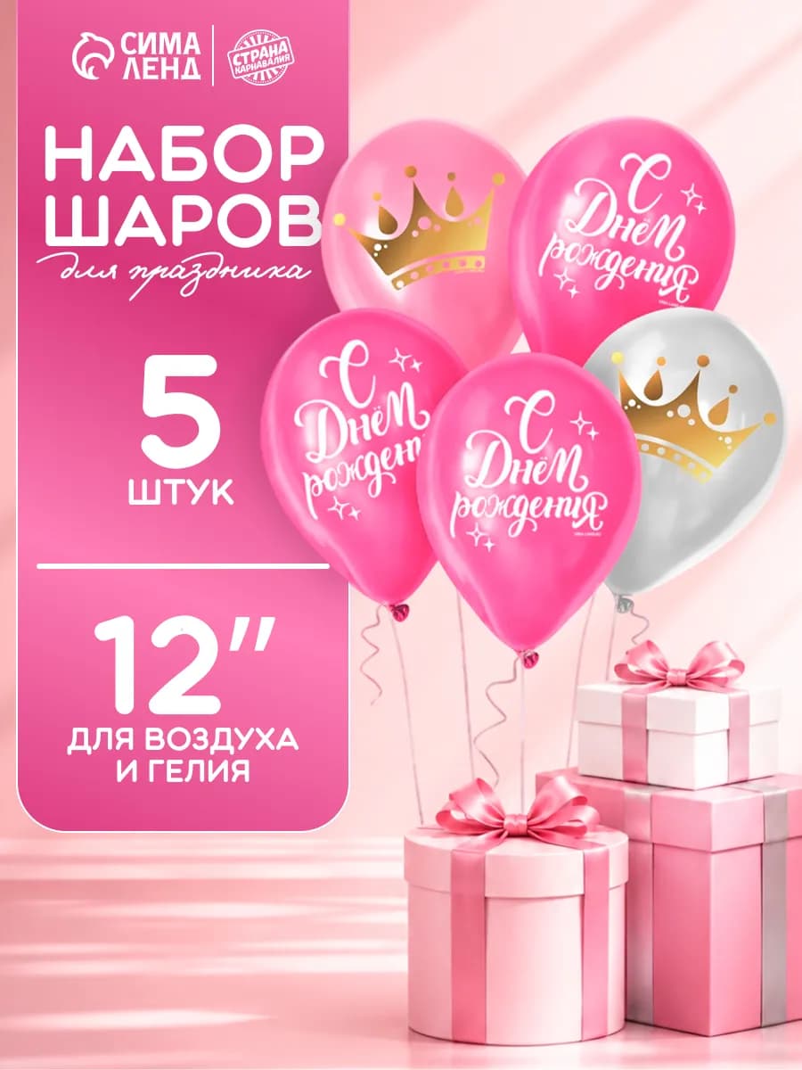 Воздушные шары С днем рождения 5 шт