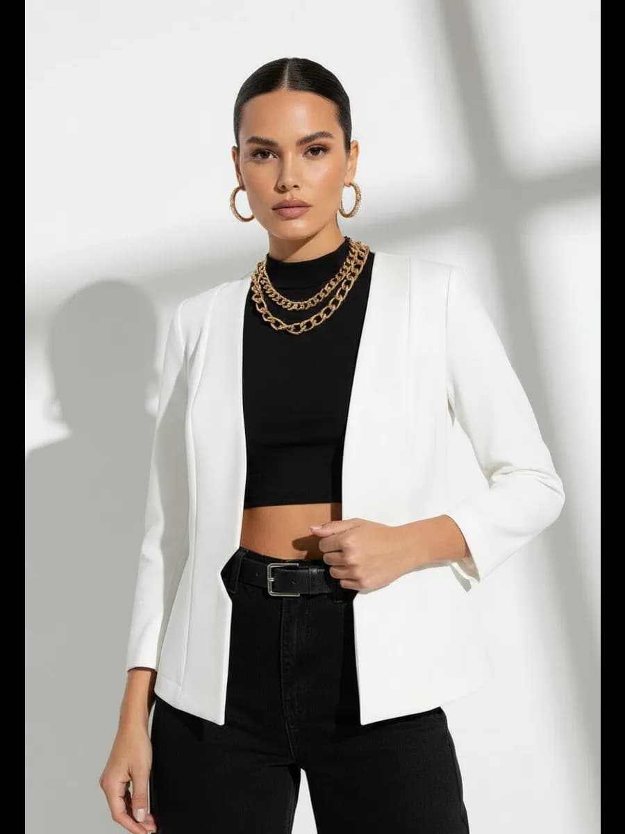 Жакет без воротника укороченный белый