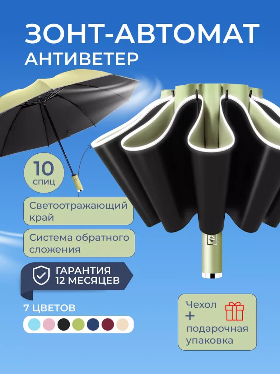 Зонт автомат с обратным сложением