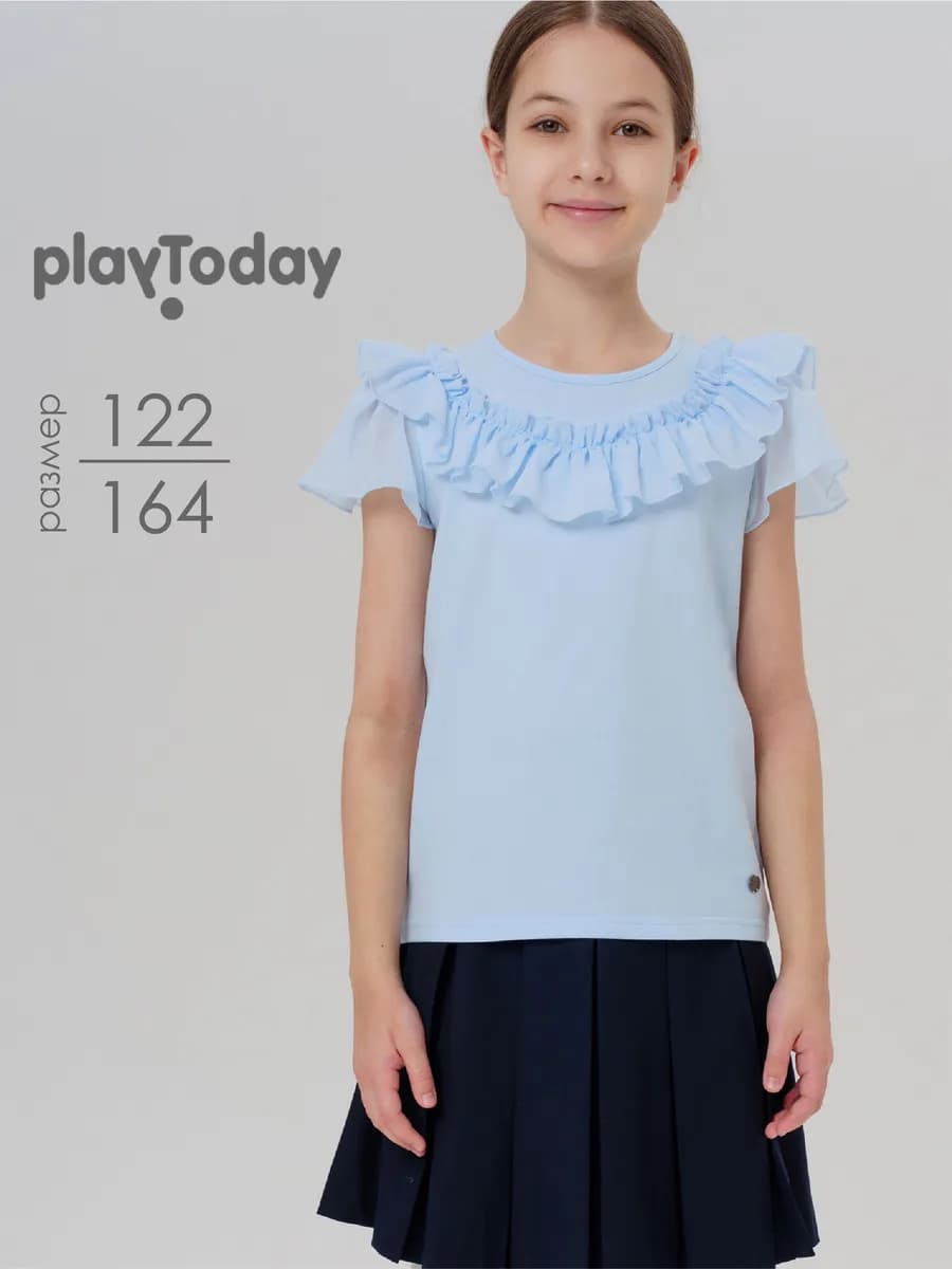 Блузка школьная нарядная трикотажная с коротким рукавом