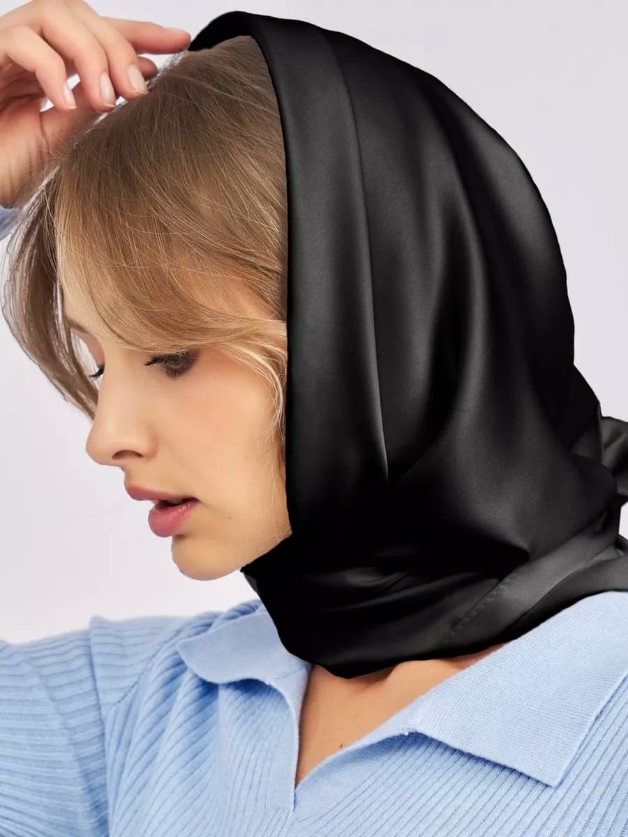 Шелковый платок на голову, косынка на шею