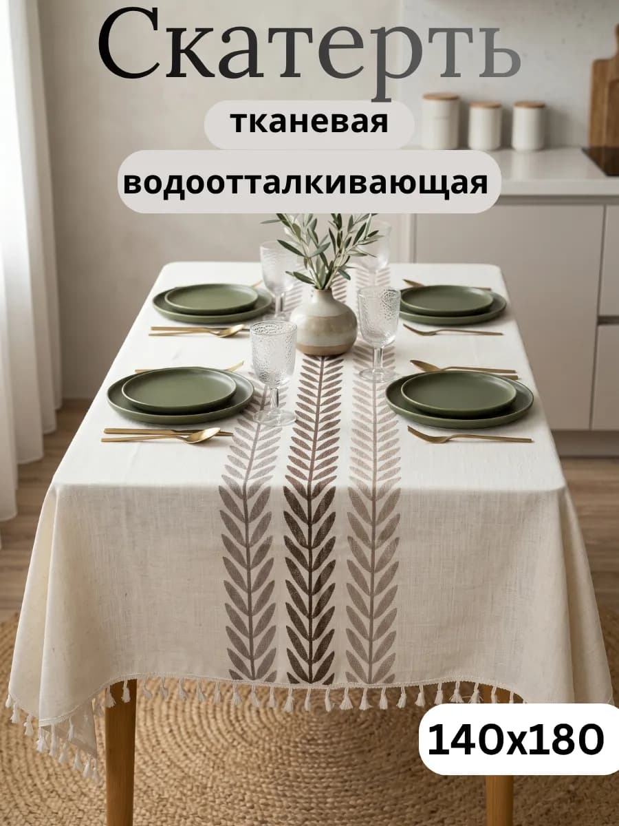 Скатерть на стол водоотталкивающая тканевая 140х180см