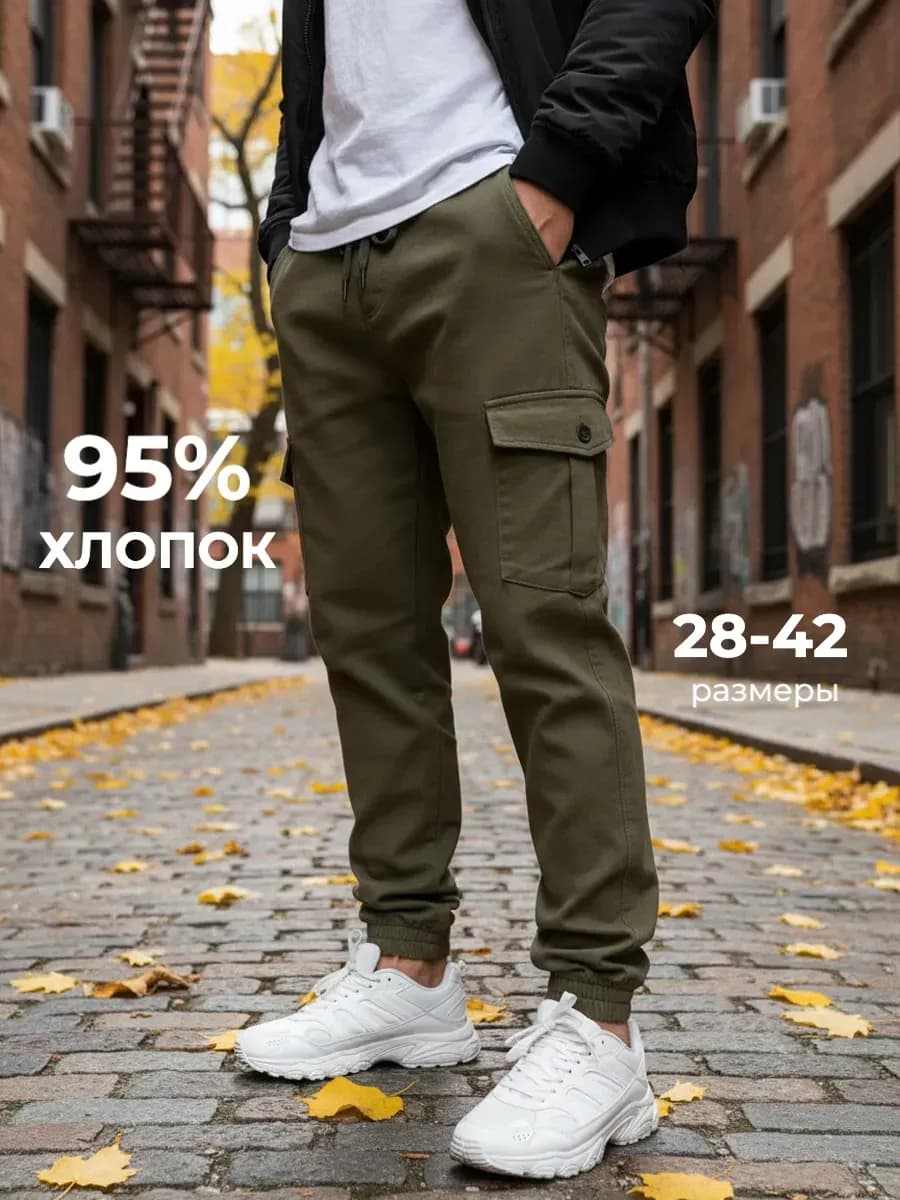 Брюки джоггеры карго на резинке