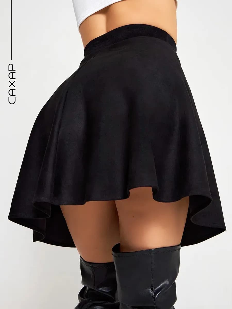 Юбка короткая мини солнце замшевая