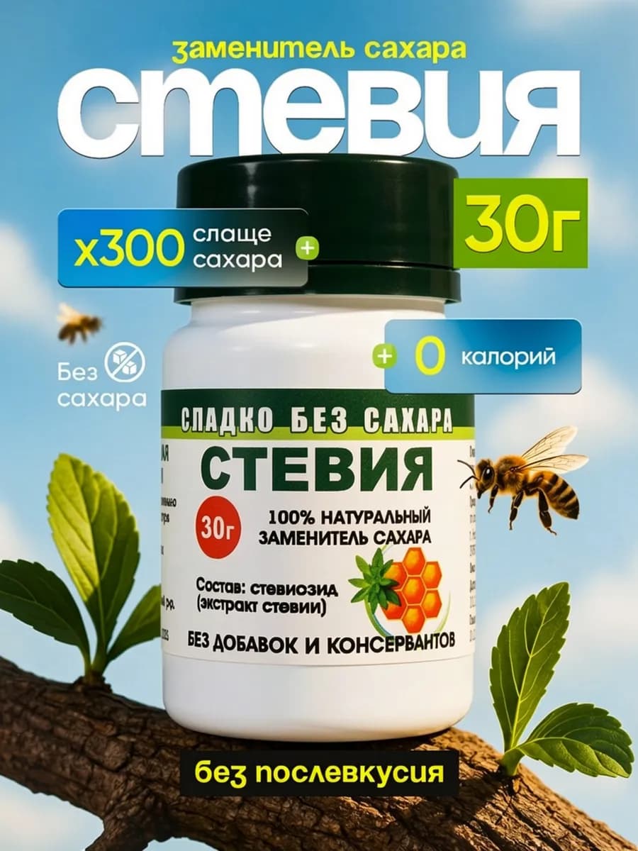 Стевия сахарозаменитель порошок натуральная