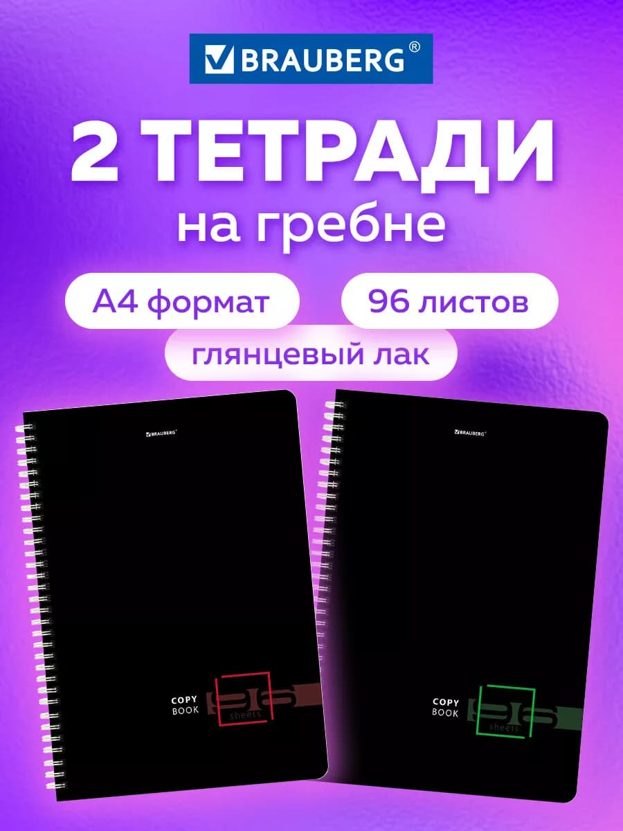 Тетради Комплект 2 шт. А4 96л. клетка, гребень, 65г м2