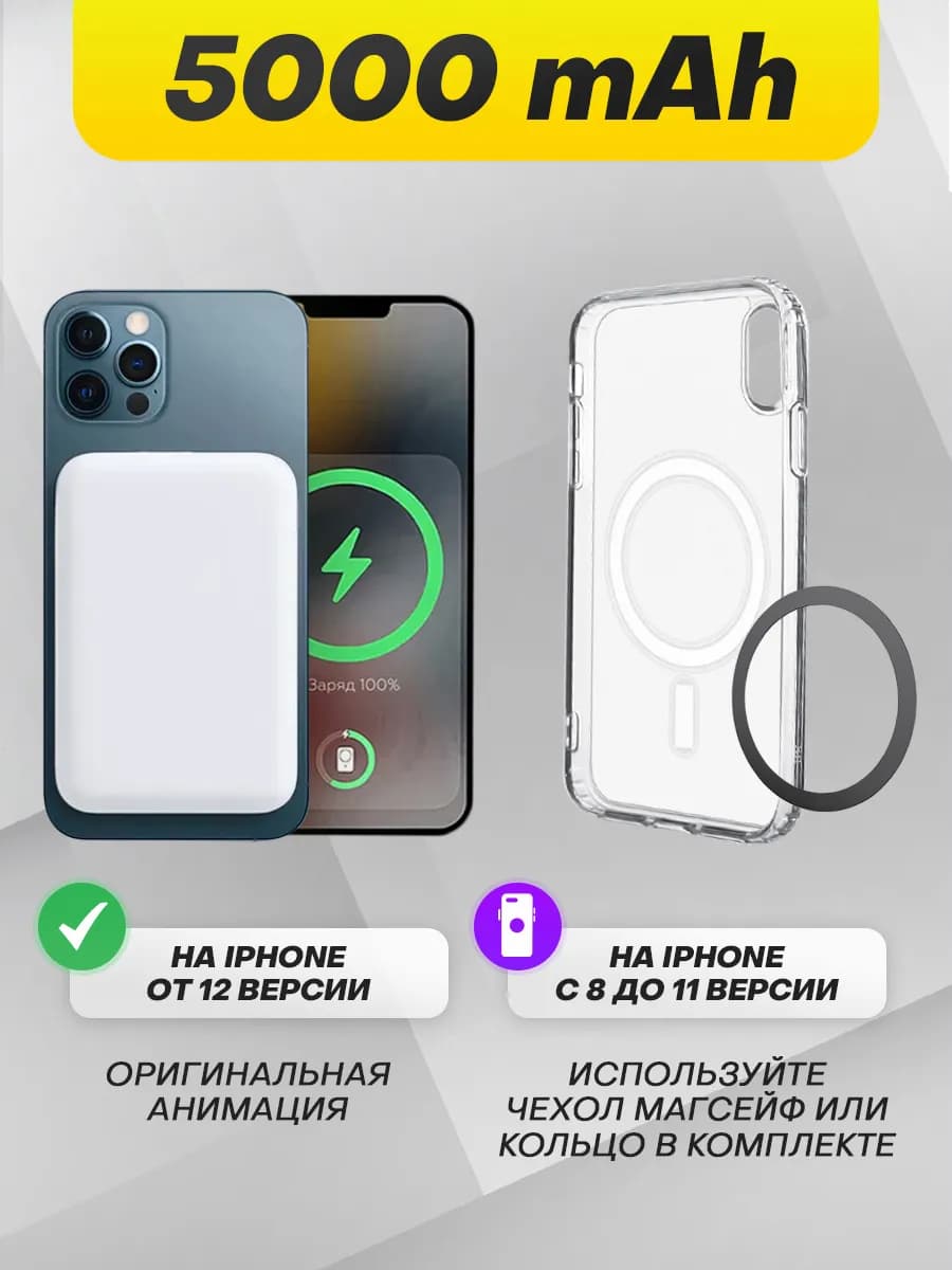 Беспроводная зарядка magsafe повербанк для iphone