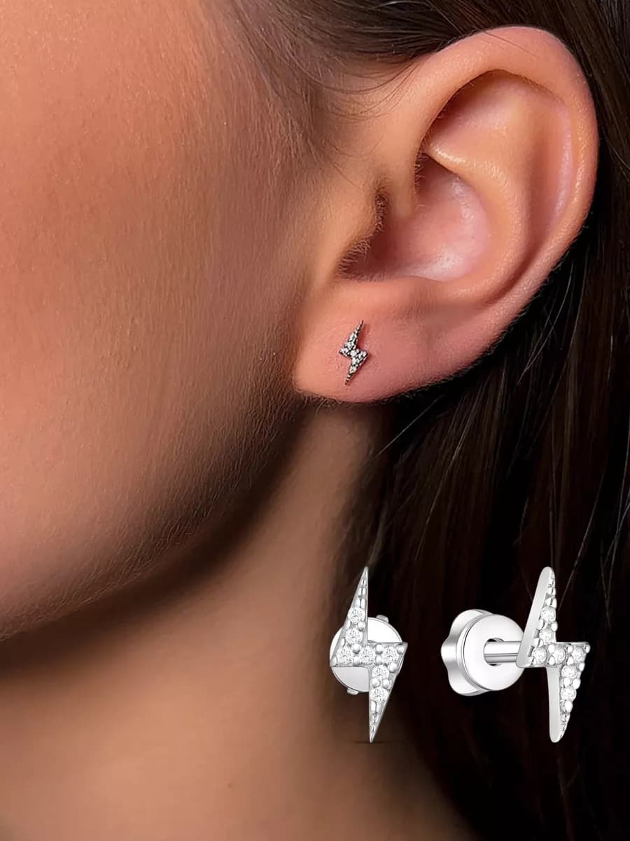 Серьги пусеты молнии серебро 925