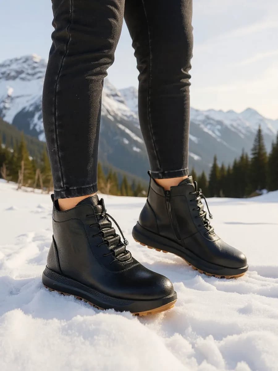 Полуботинки зимние на широкую ногу на платформе - фото 1