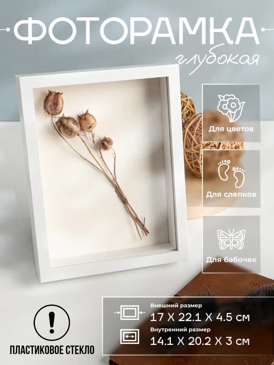 Глубокая фоторамка А5 для насекомых, цветов и слепков