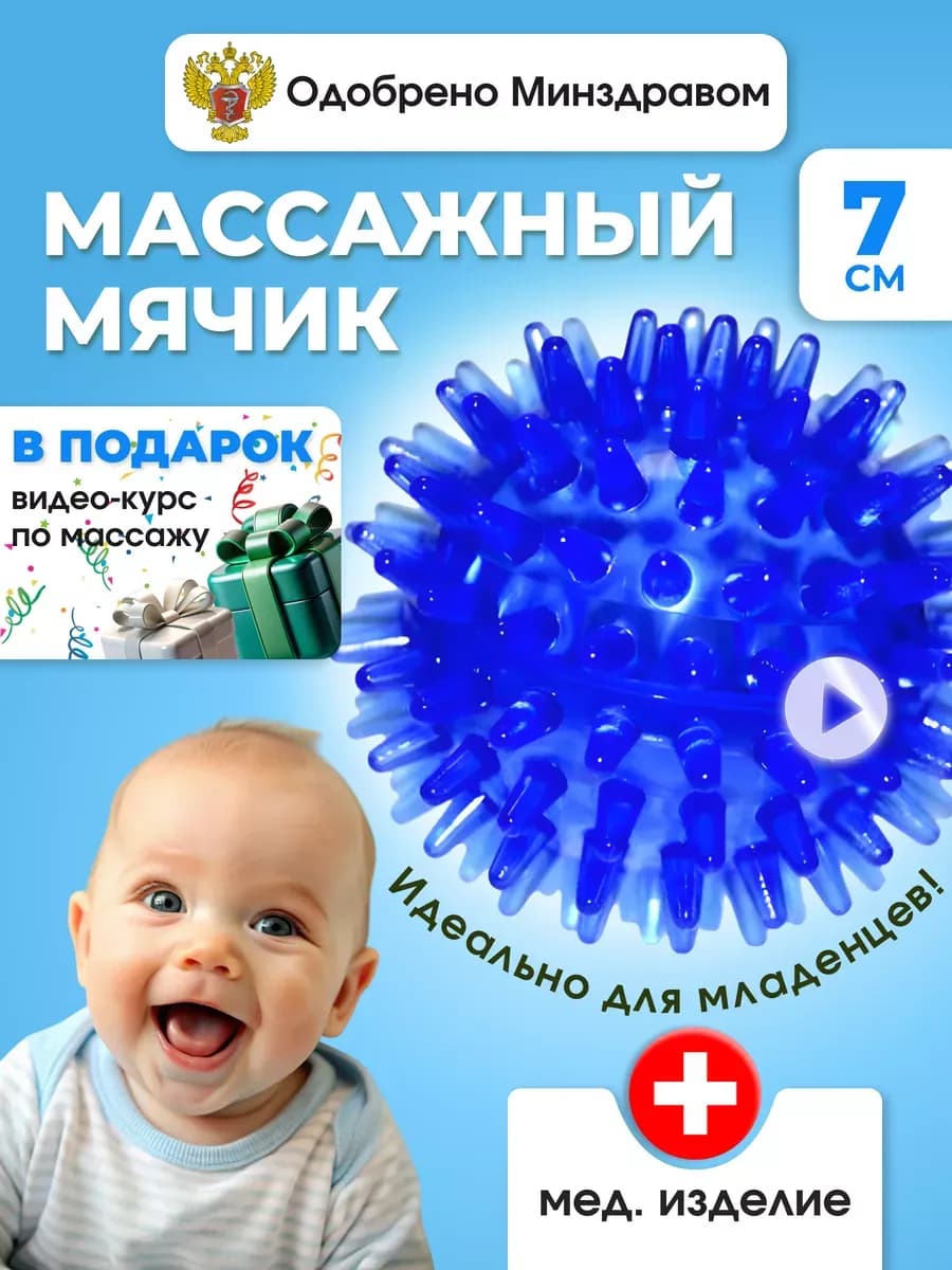 🔴🔵🟡🟢 Мячик для массажа детский тактильный